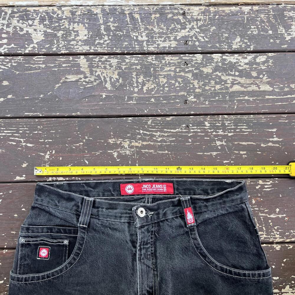 (36x32) Vintage 90s Y2K JNCO Jeans Snake Bite Tribal Embroidered Baggy Skater